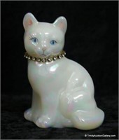 Fenton Artist Signed Mother of Pearl Cat Figurine
