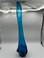 Tall Vintage Viking Hand Blown Blue Vase. Tall!