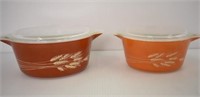 PAIR OF WHEAT PATTERN COVERED DISHES