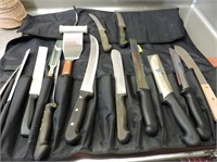 Quantity of Butcher Knives with case