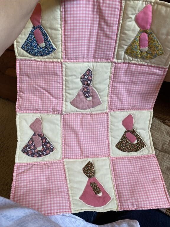 VINTAGE HAND MADE BABY / DOLL BLANKETS & CRIB PAD