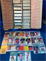 Vintage hockey card locker with assorted cards.