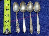 4 Old Sterling Silver spoons 2.33-ozt