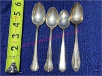 4 Old Sterling Silver spoons 2.11-ozt