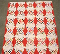 1910s Log Cabin Bow Tie Quilt Top