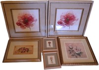 6pc Floral Framed Prints