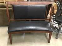 Upholstered Leather Like Wood Bench