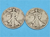 2-  1938 S US Walking Liberty Half $ Silver Coins