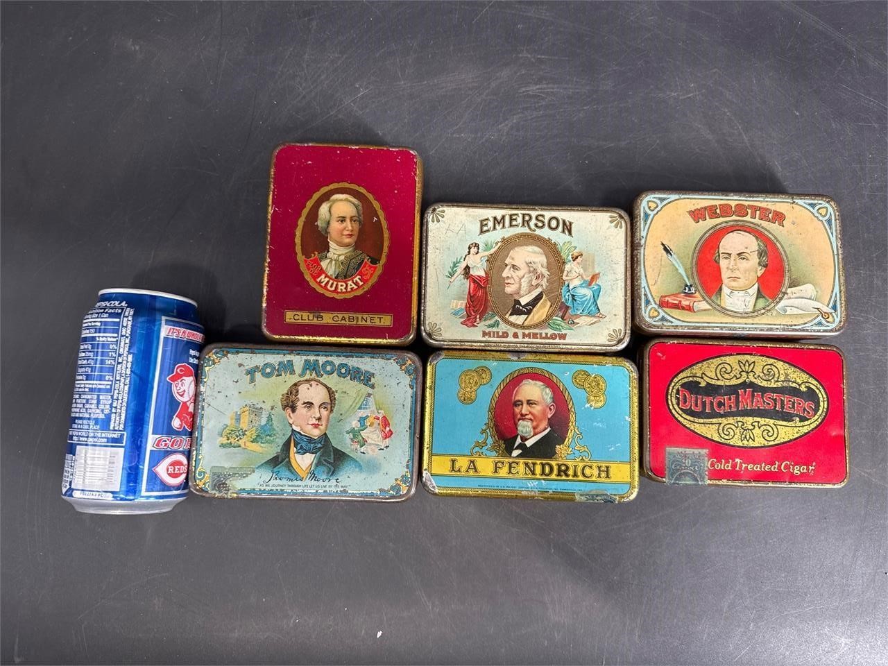 FLAT LOT OF 6 NICE CIGAR TINS ALL FOR ONE MONEY