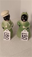 4” Vintage Black Americana Salt & Pepper Shakers.