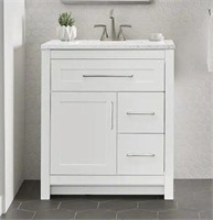 30" Bath Vanity, White w/ Cultured Marble Top