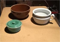 Stoneware bowls and chamber pot