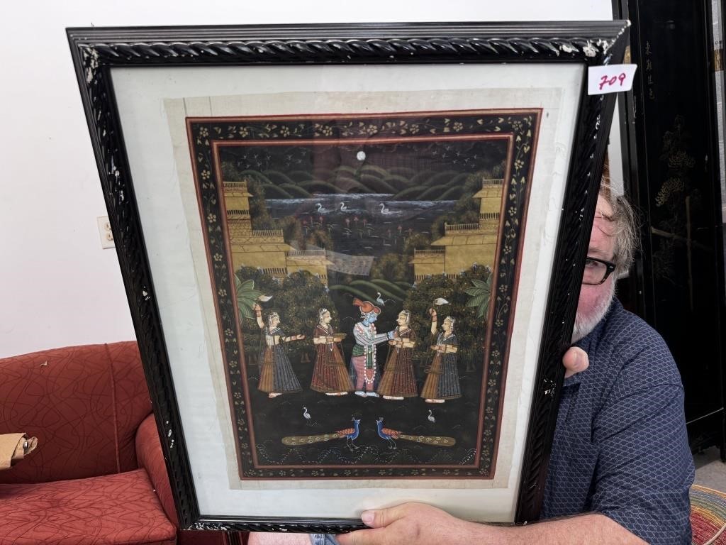 FRAMED INDIAN PAINTING ON SILK