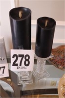 Pair of Crystal Candle Holders (9" & 7") with a