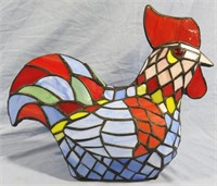 STAINED GLASS ROOSTER ELECTRIC LAMP