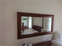 Oak Framed Wall Mirror Beveled Edge 46 X24