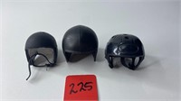 3 Black Doll Helmets
