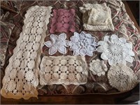 Many various doilies & Pattern tablecloth