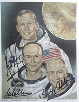 Apollo 11 Crew Lithograph Signed by Neil Armstrong