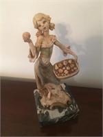 Carrara Marble Base Apple Girl Figurine