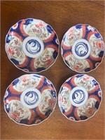 2 chipped Chinese round fluted bowls