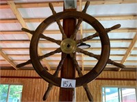 Beautiful Wood and Brass Ships Wheel