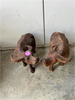 Carved Water Buffalo (pair)