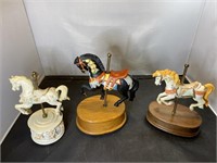 3 Musical Carousel Horses