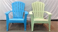 Bright Blue & Green Plastic Lounge Chairs