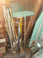 Vintage Rakes, Brooms Snow Shovels