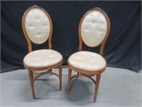PAIR BEIGE FABRIC UPHOLSTERY DINERS