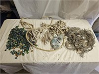 Seashells, Decorative Glass Stones, Rope