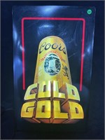 COORS COLD GOLD LIGHT UP BEER SIGN - WORKS 25.5" x