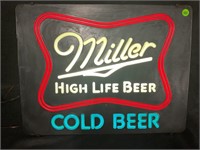 MILLER HIGH LIFE COLD BEER LIGHT UP BEER SIGN -