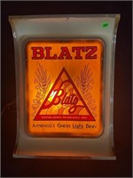 BLATZ LIGHT UP BEER SIGN - WORKS 16" x 12"