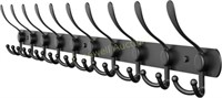 Black Coat Rack Wall Mounted - 10 hooks  32 Inch
