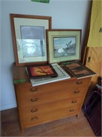 Mcm Dresser With Framed Artwork As Shown Located