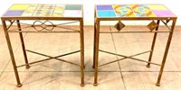 Southwestern Wrought Iron & Tile Top Side Tables