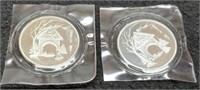 (2) 1 Troy Oz. Silver Christmas 2000 Rounds