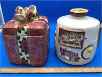 Present Box And Cylinder Cookie Jars