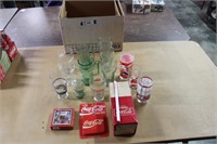 Assorted Coca-Cola Glasses, Drink Coasters & Box