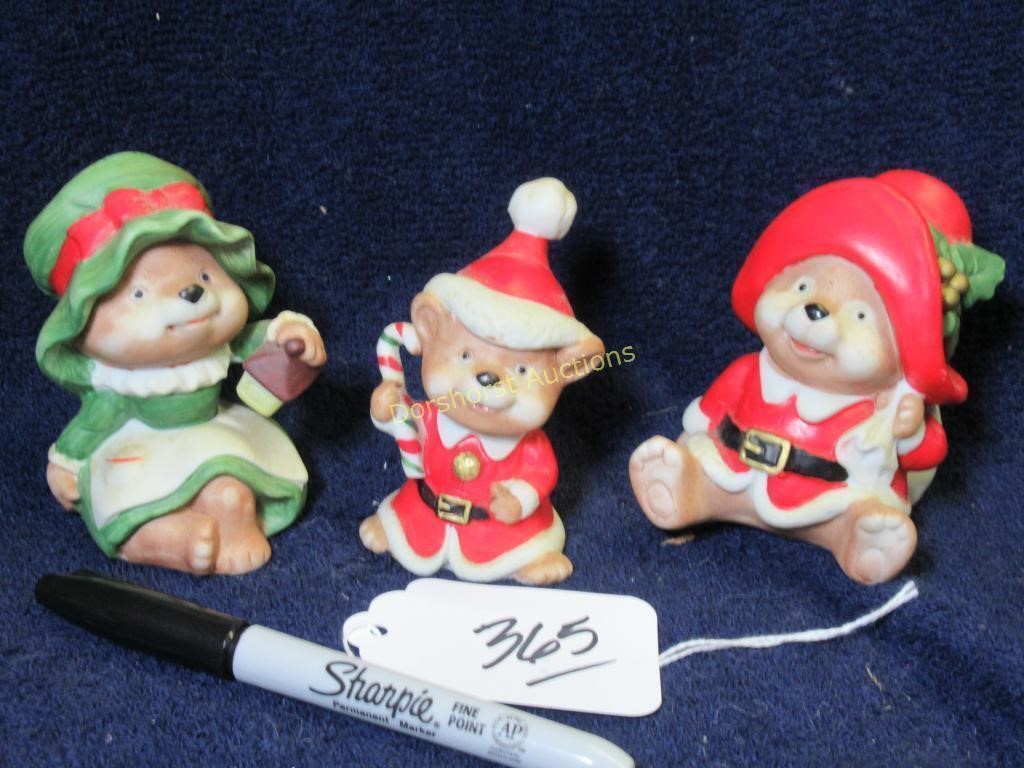 VINTAGE HOMCO CHRISTMAS BEARS #5600 - SET OF 3