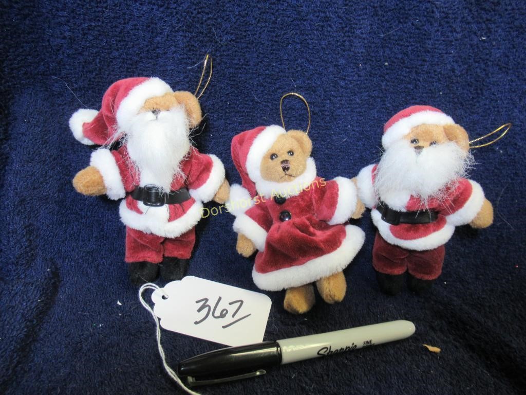 BEARINGTON SMALL TEDDY BEAR ORNAMENTS (3-ITEMS)