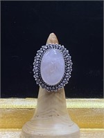 German Silver ring size 7 rose quartz