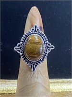 Silver ring size 7 tigers eye