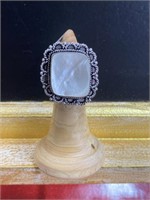 German Silver ring size 8 mother of pearl