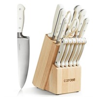 White  CAROTE 14pc Knife Set  Stainless Steel  Woo