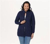 XL- Aran Craft Merino Wool Long Zip-Front Cardigan