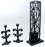 Contemporary Fireplace Tool Set and Andirons