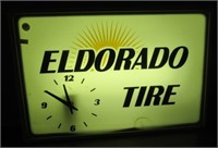 Eldorado Tire Light Up Clock/Sign. Measures: